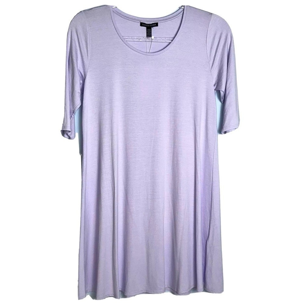 Eileen Fisher Size XXS Purple Lavender Scoop Neck Tunic Dress  NWT‎